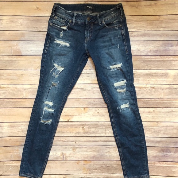 Silver Jeans Denim - Silver Brand Suki Distressed Denim Skinny Jeans